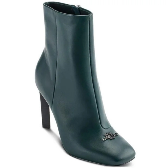 Karl Lagerfeld Leather Square-Toe Booties – Forest Green – US 11 - Picture 5 of 5